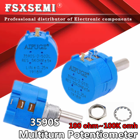 Potentiomètres de précision 3590 3590S 1K 2K 5K 10K 20K 50K 100K ohm résistance réglable 3590-2-102 103 502 103 203 503 104 1 pièce ► Photo 1/5