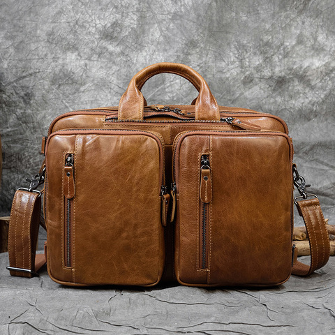 MAHEU hommes en cuir véritable sac à bandoulière sac de voyage pochette d'ordinateur hommes homme Document sac d'affaires mallette en cuir sac ► Photo 1/6