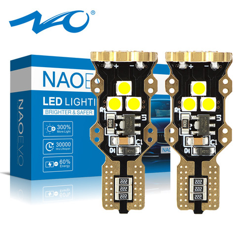 NAO W16W T15 LED CANBUS voiture sans erreur Super lumineux feu arrière T16 1300LM 5W 3030 blanc arrière 12V 24V 921 arrêt automatique queue ampoule ► Photo 1/6