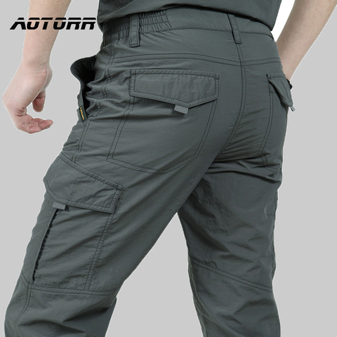 Pantalons de randonnée imperméables respirants hommes pantalons à séchage rapide mince pantalons d'escalade en plein air pantalon de survêtement Cargo tactique militaire masculin ► Photo 1/6