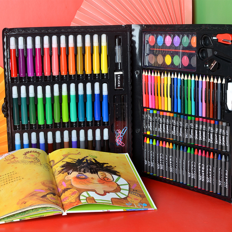 150 pièces enfants Art ensemble enfants dessin ensemble eau couleur stylo Crayon huile Pastel peinture dessin outil Art fournitures papeterie ensemble ► Photo 1/6