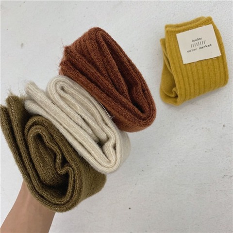 Jeseca cachemire épais chaud femmes chaussettes mode coréenne solide automne hiver longues chaussettes pour femme Homewear bottes plancher sommeil chaussette ► Photo 1/6