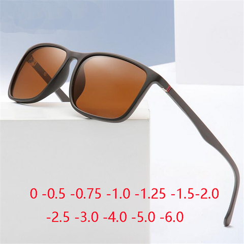 Sport TR90 carré lunettes de soleil polarisées hommes printemps jambe Anti-éblouissement moins lentille Prescription lunettes de soleil dioptrie 0 -0.5 -0.75 à-6.0 ► Photo 1/6