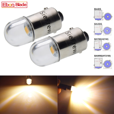 2X BA9S T4W BAX9S H6W BAY9S H21W BAW9S HY21W Voiture Lumière Led 2835 1SMD Auto Intérieur Dôme Carte Côté Lampe Ampoule Blanc Chaud 6V 12V 24V ► Photo 1/6