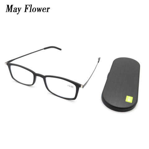 May Flower – lunettes de lecture Anti lumière bleue, carrées, presbytes, portables, avec étui, mince, de Prescription, pour hommes ► Photo 1/6