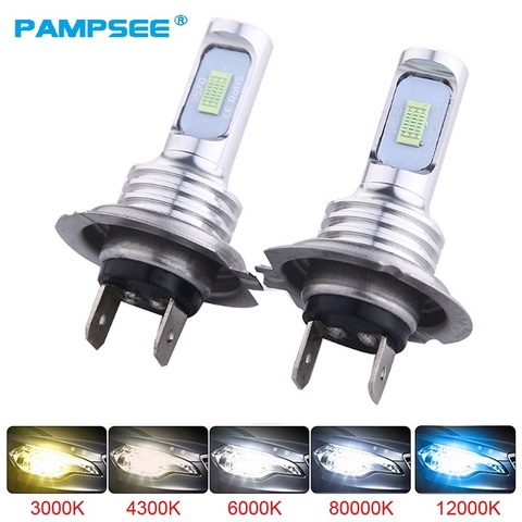 PAMPSEE-ampoules de phare de voiture, H4 LED H8 H11, lampes LED CSP Mini H7 led, anti-brouillard HB3 9005 HB4 bleu glace 8000K 3000K, Auto 12V ► Photo 1/6