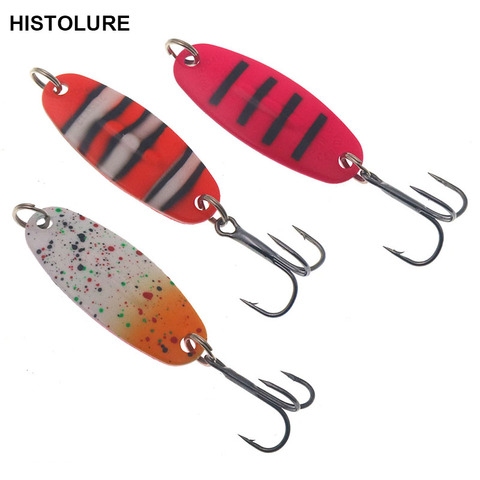 1 pièces 4g cuillère de pêche métal Spinner cuillère pêche leurre dur appâts truite brochet Pesca Peche Treble crochet attirail ► Photo 1/6