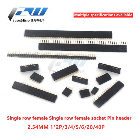 10 pièces/lot, connecteur PCB de 2.54mm, 1*2/3/4/5/6/7/8/10/12/16/20/40 arduin o broches ► Photo 1/6