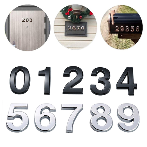 Auto-adhésif 3D numéro autocollants maison chambre porte numéro plaque signe pour maison appartement armoire Table boîte aux lettres porte extérieure numéros ► Photo 1/6