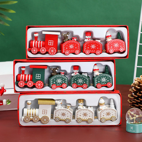 Train de noël en bois ornement décoration de noël pour la maison père noël cadeau jouets artisanat Table déco Navidad noël 2022 nouvel an ► Photo 1/6