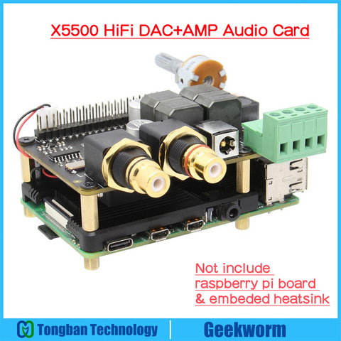 Carte d'extension Audio pour Raspberry Pi 4, X5500 HiFi DAC + AMP, Support de carte de stockage X872/X850/X860 avec Pi 4 modèle B/ 3B + ► Photo 1/6