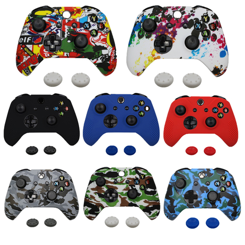 Pour Xbox One S contrôleur manette camouflage Silicone caoutchouc coque peau housse de protection pour Xbox One Joystick mince ► Photo 1/6