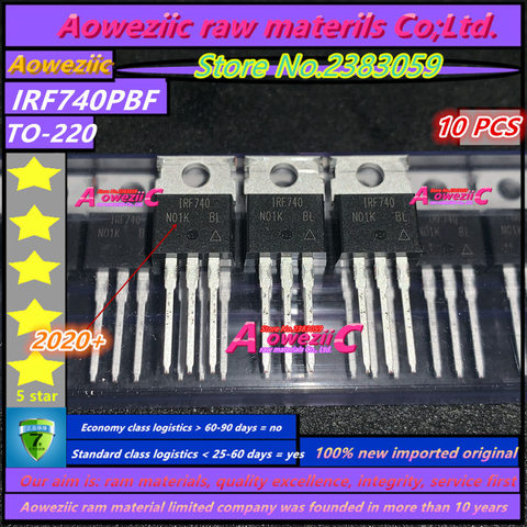 Aoweziic 2022 + 100% nouveau transistor à effet de champ importé IRF740PBF IRF740 TO-220 MOSFET 10A 400V ► Photo 1/2