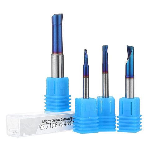 Carbure acier 2-8mm bleu Na pas de petit trou alésage fraise 2/3/4/5/6/8mm barre poignée trou alésage outil pour tours à CNC ► Photo 1/6