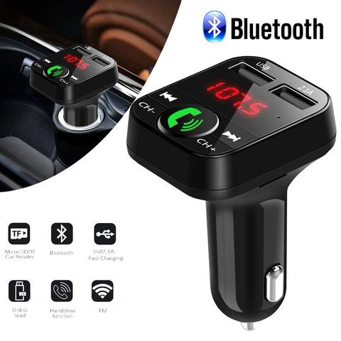 Bluetooth Transmetteur FM Mains Libres Voiture Kit Car Styling MP3 Lecteur de Musique TF Flash Musique 5 v 2.1A USB Chargeur 12 v-24 v FM Modulateur ► Photo 1/6