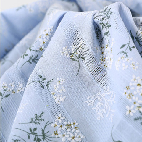 Broderie en dentelle florale, tissu en coton élégant, 100x140cm, matériau pour chemise et robe ► Photo 1/6