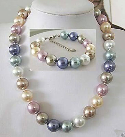 Collier de perles éblouissantes, 12mm, mélange de couleurs, coquillages du sud, Bracelet, livraison gratuite ► Photo 1/1