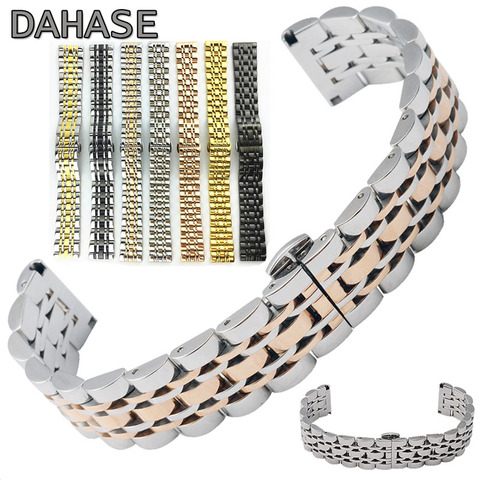 Bracelet de montre à boucle papillon en acier inoxydable, 12 14 15 16 17 18 19 20 21 22 23 24mm, Bracelet de rechange en métal 7Z ► Photo 1/6