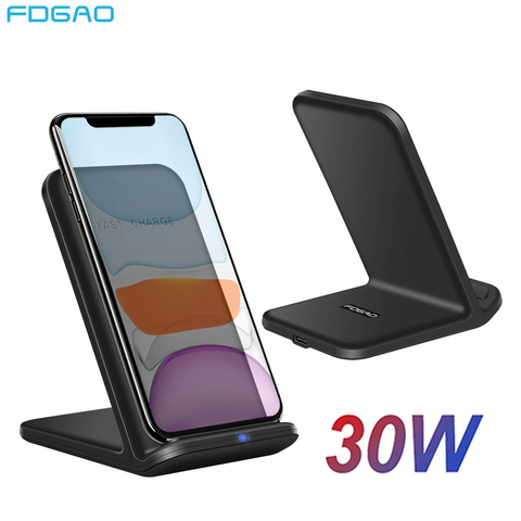 FDGAO – Station de Charge sans fil Qi 30W, support de Charge rapide pour téléphone Samsung S20 S10, iPhone 12 11 Pro XS XR X 8 ► Photo 1/6