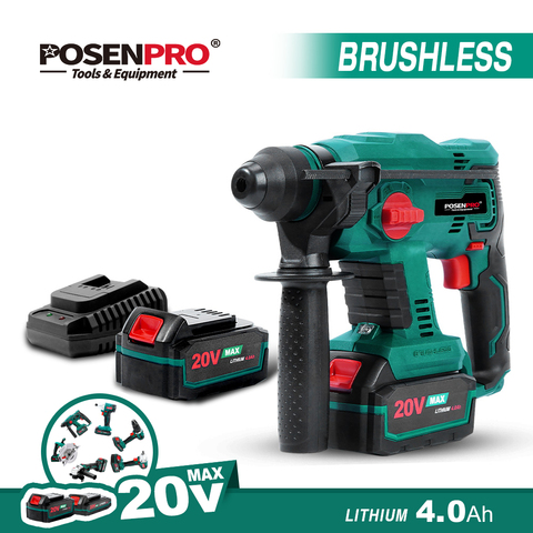 LANNERET Brushless marteau rotatif perceuse électrique marteau 20V marteau électrique 4 fonction marteleuse perceuse béton outil ► Photo 1/6