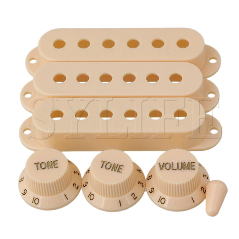 Ensemble de 3 couvercles de micros durables, 1 Volume, 2 boutons de commutation, pointe de guitare, crème ► Photo 1/3