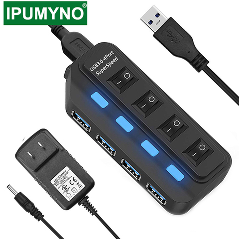 Répartiteur USB HUB 3.0 4 7 ports, avec adaptateur d'alimentation, pour Xiaomi Macbook Air Pro, accessoires pour ordinateur portable ► Photo 1/6