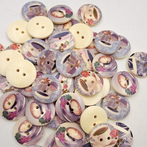 50 pièces Vintage boutons en bois modèle de tasse pour artisanat Scrapbooking couture vêtements bouton bricolage enfant vêtements fournitures décor à la maison 20MM ► Photo 1/5