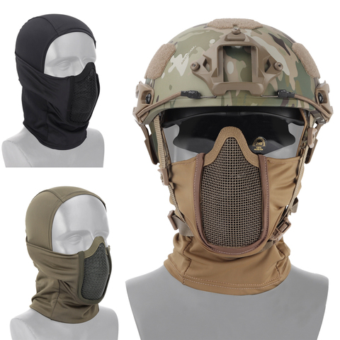 Masque complet tactique, casquette de cagoule, couvre-chef de Paintball Airsoft de l'armée de moto, masque de protection de chasse en maille métallique ► Photo 1/6