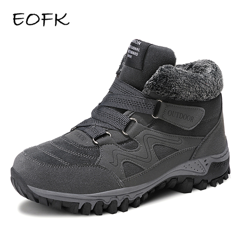 EOFK-bottes d'hiver pour femmes, baskets en cuir véritable, chaudes, plates, en fourrure, neige imperméables et en peluche à la mode bottes décontractées ► Photo 1/6