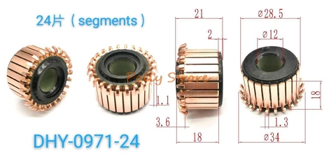 Moteur électrique 12x28.5x21mm, 1 pièce, 24P, coque en cuivre, D-043/DHY-0971-24 ► Photo 1/1