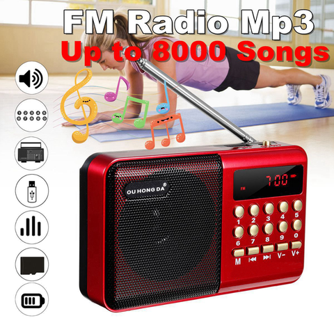 Mini haut-parleur portatif de lecteur MP3 d'usb de FM tenu dans la main de Radio Rechargeable ► Photo 1/6