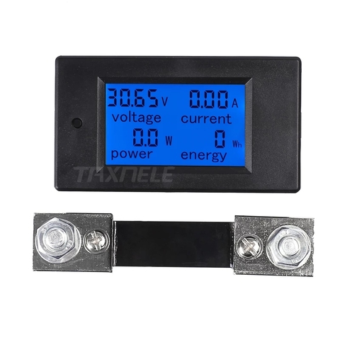 Livraison gratuite DC voltmètre ampèremètre puissance énergie numérique tension compteur de courant LCD 4 pouces DC 6.5-100V 20A 50A 100A avec Shunt ► Photo 1/6