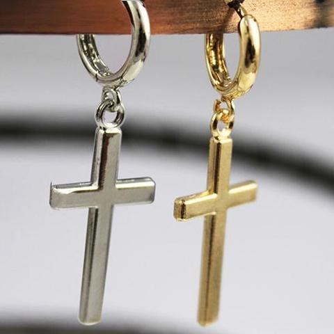 Boucles d'oreilles créoles Punk croix pour femmes, pendentif Cartilage goutte Dangle, bijoux ► Photo 1/5