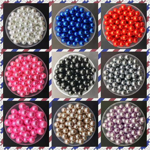 Perles rondes en acrylique pour fabrication de bijoux, sans trou, 4mm 6mm 8mm 10mm ► Photo 1/1