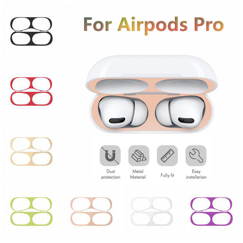 Peau Ultra mince housse de protection Film métallique autocollant copeaux de fer garde-poussière pour AirPods Pro Film de protection anti-poussière Air pods ► Photo 1/6