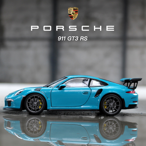 Welly 1:24 Porsche 911 GT3 RS bleu voiture alliage voiture modèle simulation voiture décoration collection cadeau jouet moulage sous pression modèle garçon jouet ► Photo 1/6