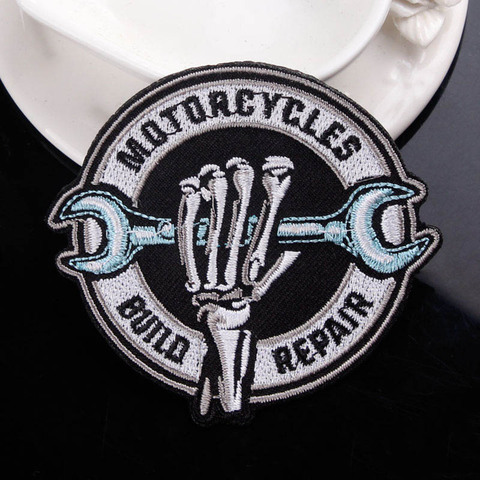 Bricolage Punk Biker patchs fer sur patchs sur vêtements tissu Patch moto réparation brodé Applique pour veste jean rayures ► Photo 1/2