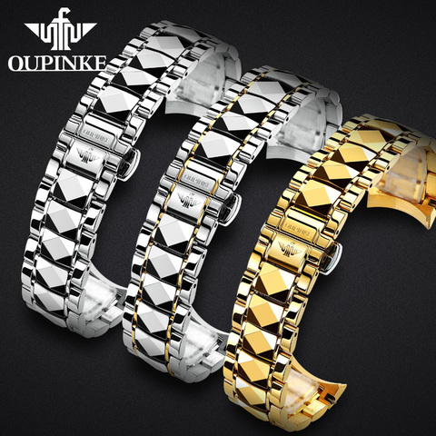 OUPINKE Bracelet de montre Premium solide en acier inoxydable tungstène montre Bracelet sangles Bracelet 20mm 22mm 24mm ► Photo 1/4