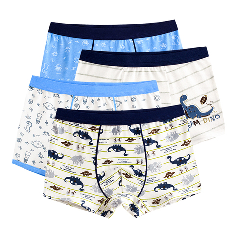 4 Pièce Enfants Garçons Sous-Vêtements de Bande Dessinée Enfants de Shorts Culottes pour Bébé Garçon Boxers Rayures Adolescent Slip 4-14 T ► Photo 1/6