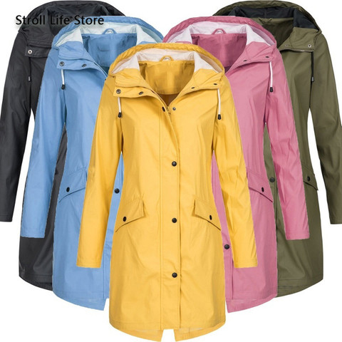 Manteau de pluie Long imperméable pour femmes, veste de pluie, coupe-vent, pour vélo, cadeau ► Photo 1/6