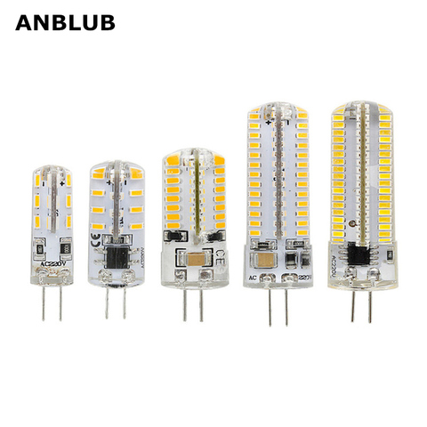 ANBLUB G4 lampe à LED DC 12V/ AC 220V SMD3014 ampoule en Silicone 24/32/48/64/104 LED remplacer 10W 30W 50W lumière halogène ► Photo 1/6