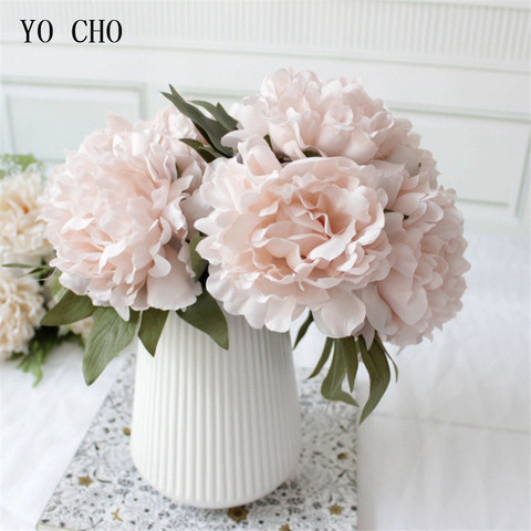 YO CHO – Bouquet de pivoines artificielles en soie, grandes fleurs décoratives pour mariage, accessoires de fête pour la maison ► Photo 1/6