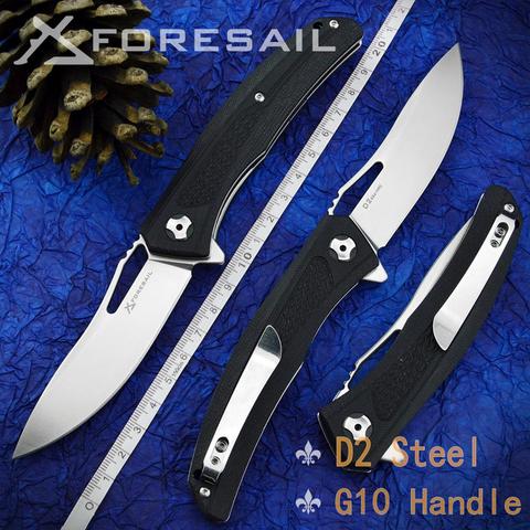 Preail nouveau couteau pliant de poche D2 lame axe système 4.5in G10 poignée noir Camping en plein air auto-défense chasse cutter EDC ► Photo 1/6