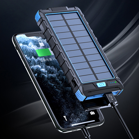 Batterie solaire externe étanche avec éclairage LED, 20000mAh, Power Bank pour iPhone 11, Samsung, Xiaomi ► Photo 1/6