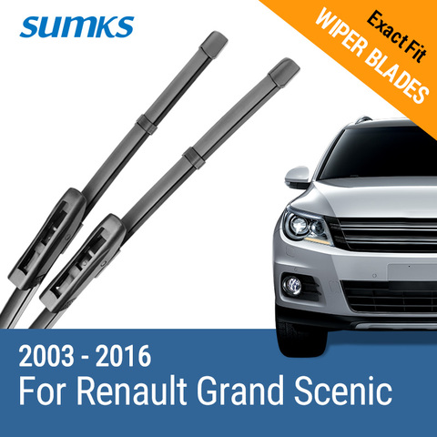 SUMKS-lames d'essuie-glace pour Renault Grand Scenic II III 2003, 2004, 2005, 2006, 2007, 2008, 2009, 2010, 2011, 2012, 2013, 2014, 2015, 2016 ► Photo 1/6