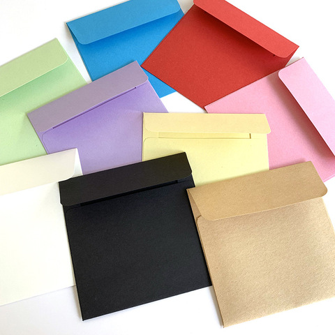 Petites enveloppes carrées de couleur unie 10x10cm, pour cartes d'adhésion, en papier couleur bonbon, 10 pièces/lot ► Photo 1/4