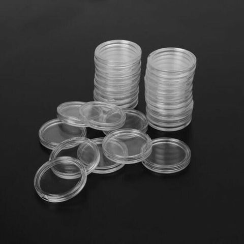 Capsules porte-monnaie Transparent 25mm, 100 pièces/lot, boîte de rangement ronde, présentoir, accessoires ► Photo 1/5