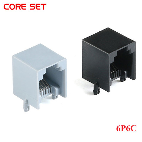 Connecteur modulaire de téléphone à montage sur PCB RJ12 6P6C RJ11, Interface de prise femelle en cristal, 10 pièces ► Photo 1/4