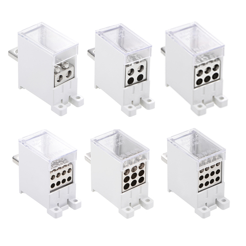 Uxcell 1 entrée 2/4/6/8/9/12 sortie DIN Rail borniers 125A Max entrée bloc de Distribution pour disjoncteur porte moteur ► Photo 1/1