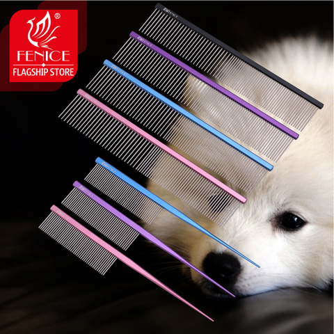 Fenice-peigne de toilettage des animaux domestiques bleu/violet/rose/noir, peigne de toilettage pour chiens, queue en métal, chats, animaux, outil de toilettage pour le styliste ► Photo 1/6